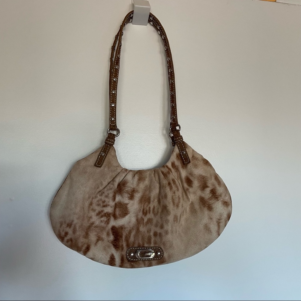 Guess giraffe print suede baguette purse